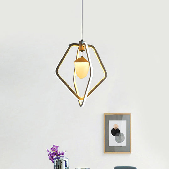 Modern Led Pendant Light With Pinecone Detail - Dual Pentagon Acrylic Design