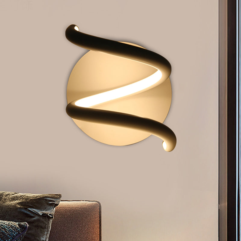 Sleek Led White Wall Sconce: Acrylic Spiral Light Fixture With Minimalist Design