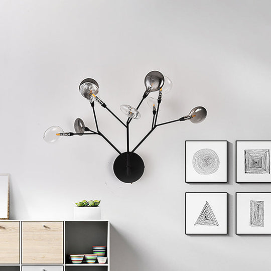 Contemporary 9-Light Led Sconce Lighting - Black Finish Wall Lamp For Living Room