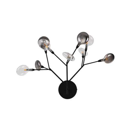 Contemporary 9-Light Led Sconce Lighting - Black Finish Wall Lamp For Living Room