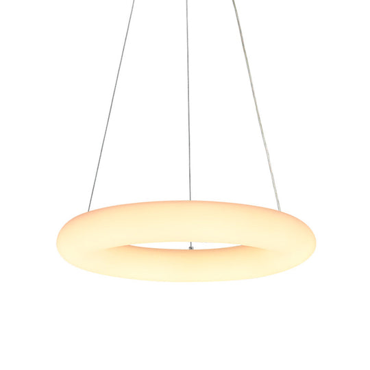 Modern White Vesicle Ring LED Pendant Chandelier, Minimalist Acrylic Ceiling Light over Table - 12"/16" Width