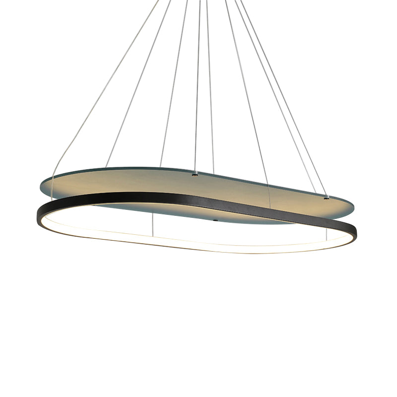 Modern Led Acrylic Dual Oval Pendant Chandelier - Black/Gold Ceiling Fixture For Dining Room