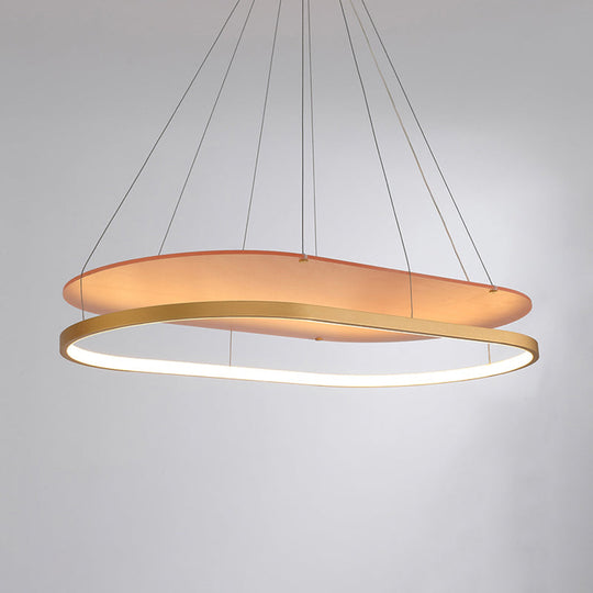 Modern Led Acrylic Dual Oval Pendant Chandelier - Black/Gold Ceiling Fixture For Dining Room