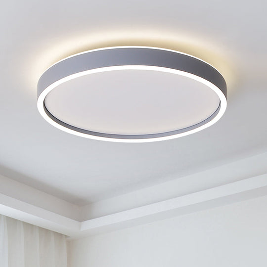 Modern Metallic Round LED Flushmount Ceiling Light, White/Warm Light, 16"/19.5" Dia