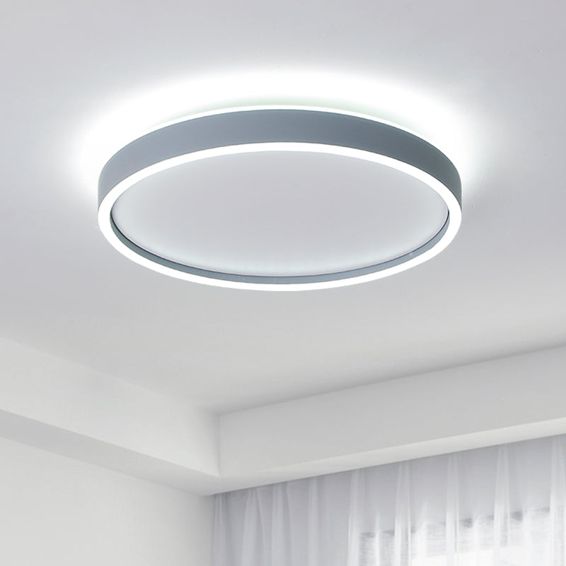 Modern Metallic Round LED Flushmount Ceiling Light, White/Warm Light, 16"/19.5" Dia