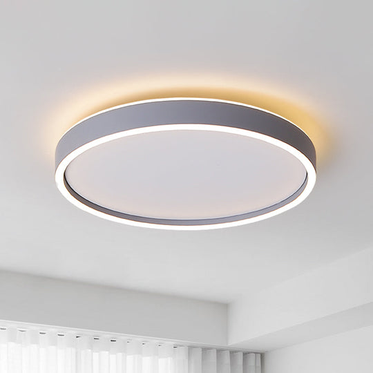 Modern Metallic Round LED Flushmount Ceiling Light, White/Warm Light, 16"/19.5" Dia