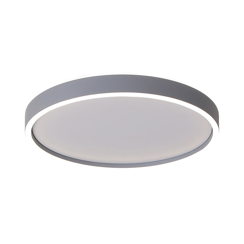 Modern Metallic Round LED Flushmount Ceiling Light, White/Warm Light, 16"/19.5" Dia