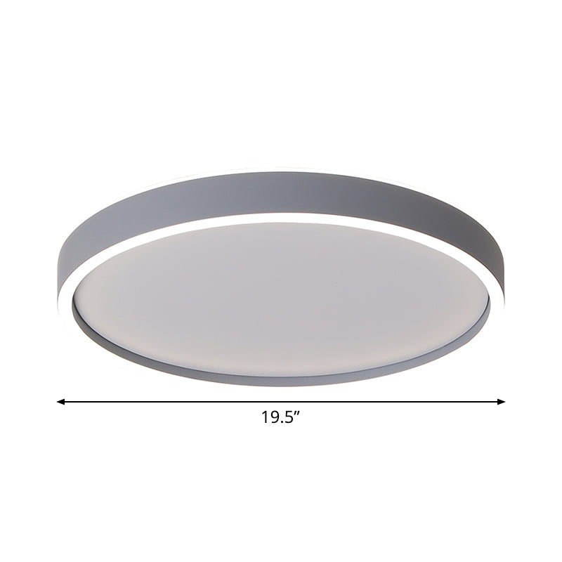 Modern Metallic Round LED Flushmount Ceiling Light, White/Warm Light, 16"/19.5" Dia