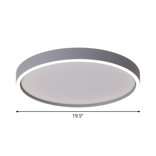 Modern Metallic Round LED Flushmount Ceiling Light, White/Warm Light, 16"/19.5" Dia