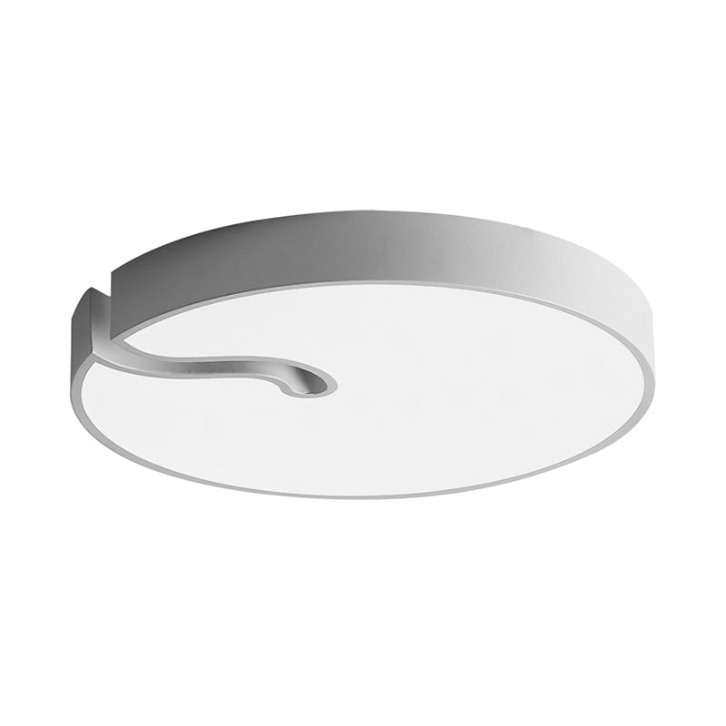 Modern Metallic Drum Flush Mount Led Ceiling Lamp In White/Black - 16/19.5 Dia