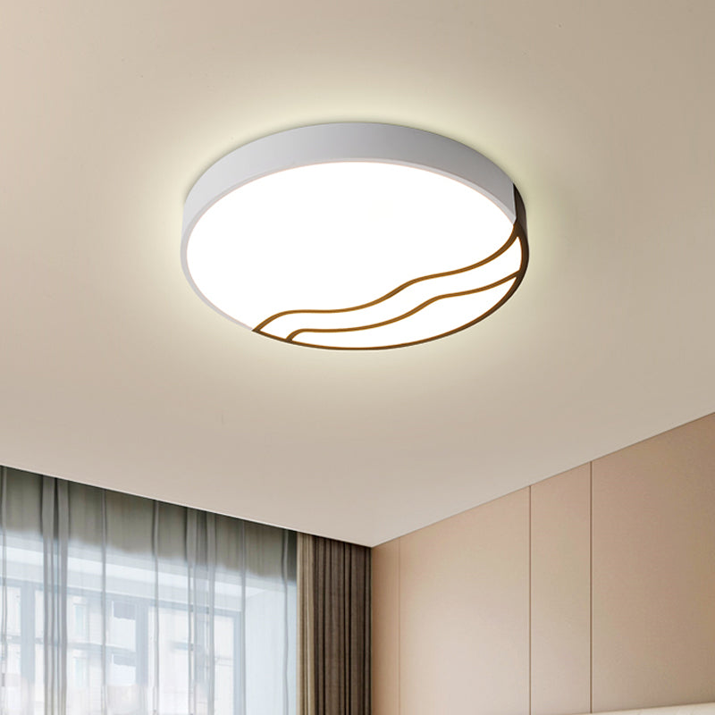 Minimalist Led Bedroom Ceiling Lamp In White/Gold And Black 16/14 Diameter