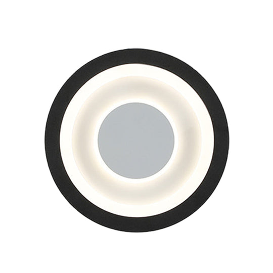 Modern Led Circle Sconce: White & Black Wall Mounted Lamp For Living Room