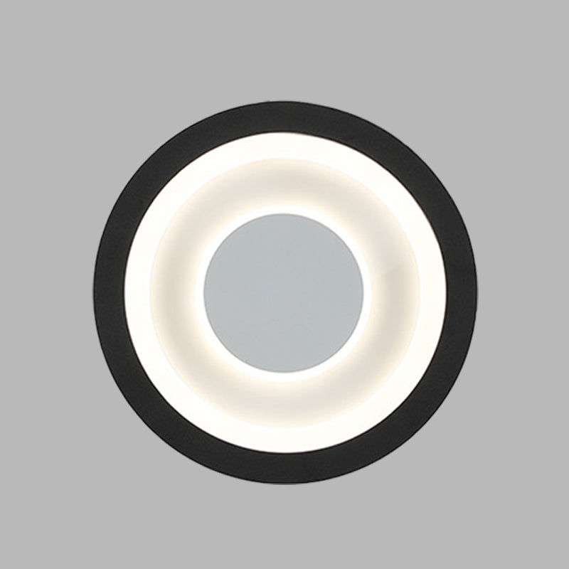 Modern Led Circle Sconce: White & Black Wall Mounted Lamp For Living Room