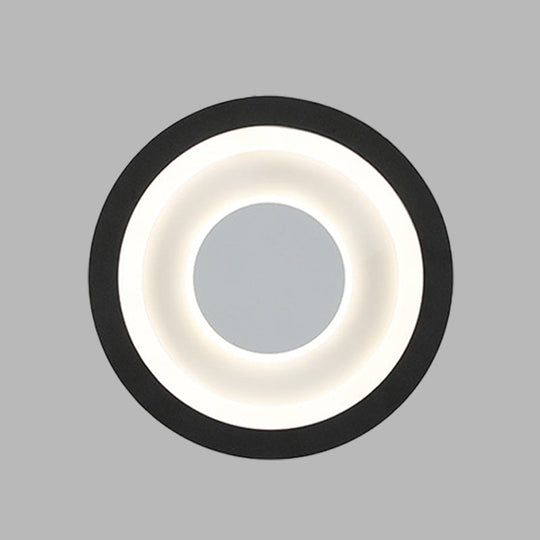 Modern Led Circle Sconce: White & Black Wall Mounted Lamp For Living Room