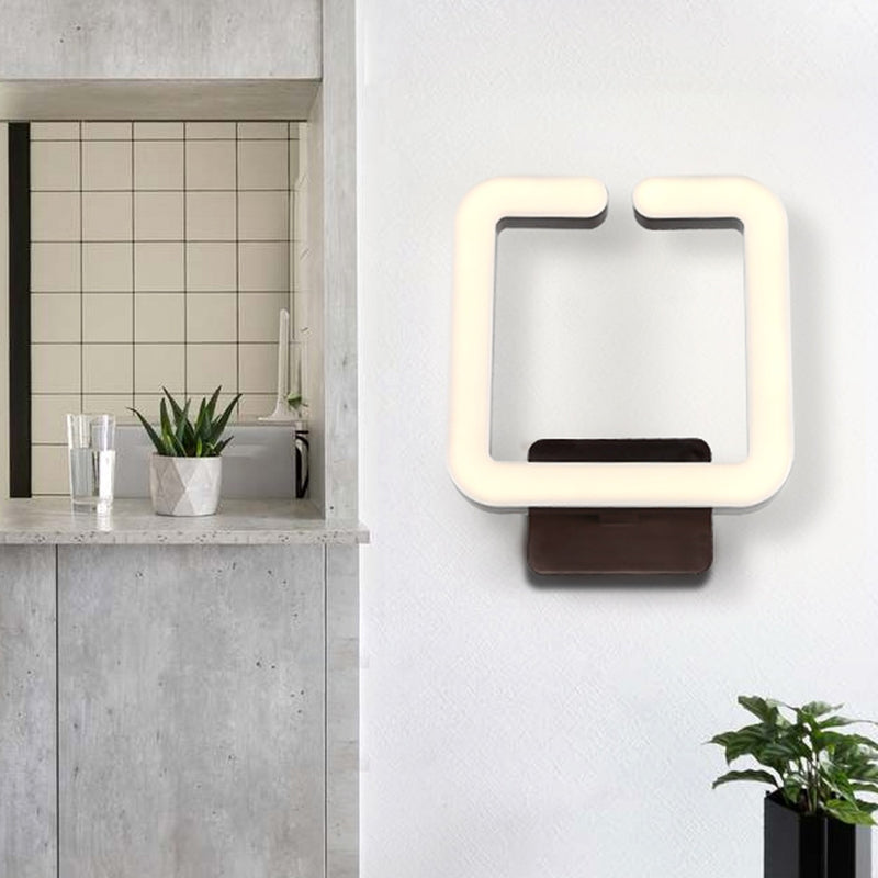 Modern Led Aluminum Wall Sconce In Warm/White/Natural Light - Square Coffee Design / Natural