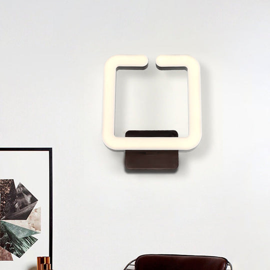 Modern Led Aluminum Wall Sconce In Warm/White/Natural Light - Square Coffee Design