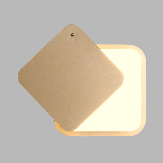 Modern Gold Finish Led Wall Sconce With Rotatable Design - Square Metallic Lighting