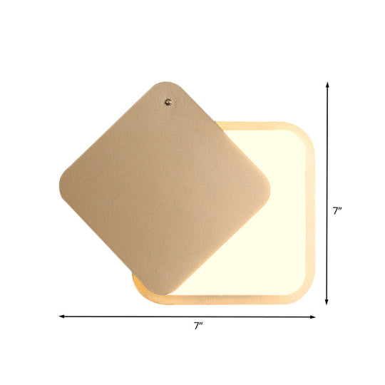 Modern Gold Finish Led Wall Sconce With Rotatable Design - Square Metallic Lighting