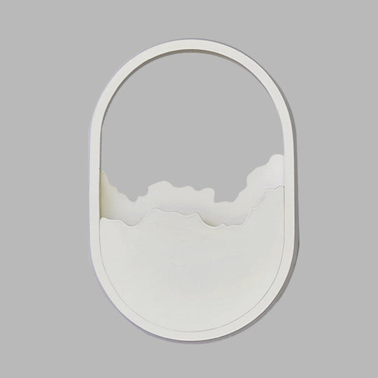 Cracked Design Led Oval Wall Sconce In Warm/White/Natural Light - Modern Aluminum White Lamp