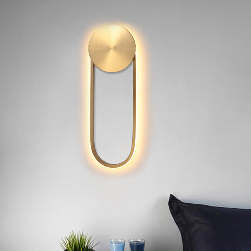 Postmodern Brass Arc Wall Sconce Led Lamp For Bedroom