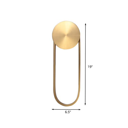 Postmodern Brass Arc Wall Sconce Led Lamp For Bedroom