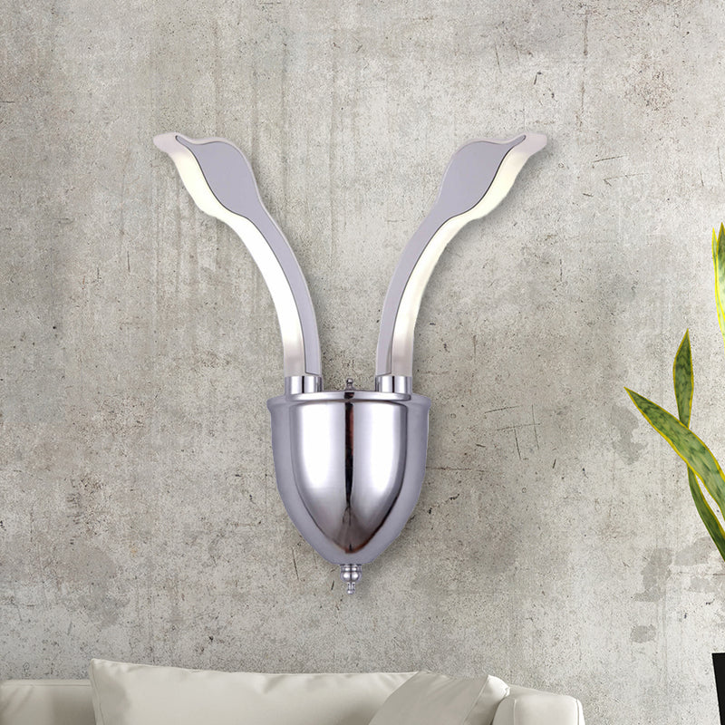 Modern Metal 2-Light Chrome Led Wall Sconce With Acrylic Shade In Warm/White Light By Swan Head