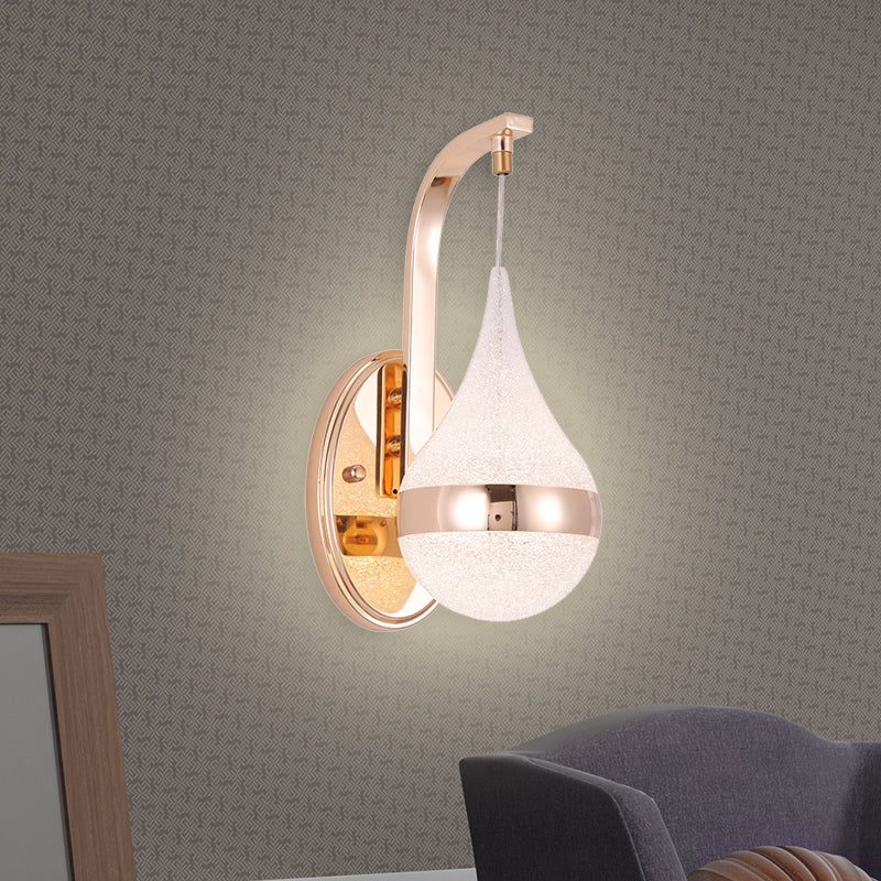 Modern Acrylic Waterdrop Wall Light With Led Gold Backplate - Sconce Lamp