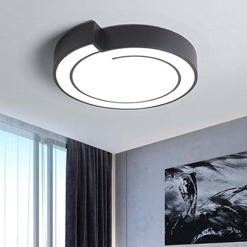 Minimalist Round Led Ceiling Flush Mount In Warm/White Light 18/21.5 Diameter White/Black Metal