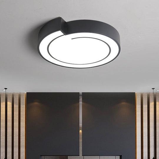 Minimalist Round Led Ceiling Flush Mount In Warm/White Light 18/21.5 Diameter White/Black Metal