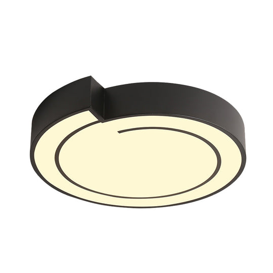 Minimalist Round LED Ceiling Flush Mount in Warm/White Light, 18"/21.5" Diameter, White/Black Metal Finish