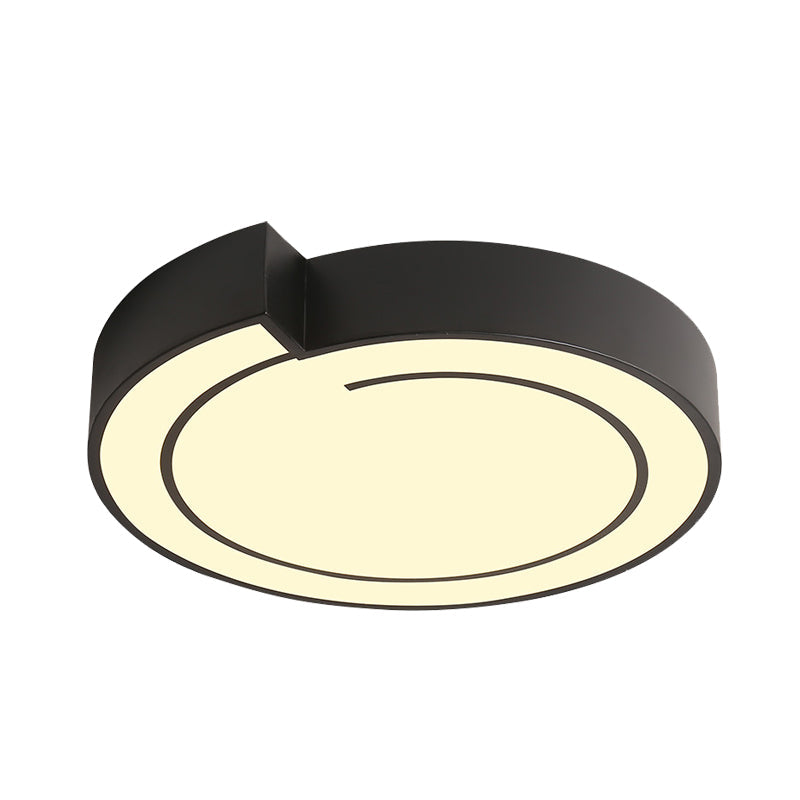 Minimalist Round Led Ceiling Flush Mount In Warm/White Light 18/21.5 Diameter White/Black Metal