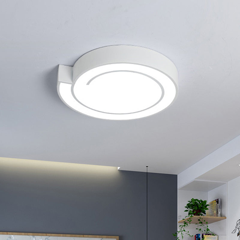 Minimalist Round Led Ceiling Flush Mount In Warm/White Light 18/21.5 Diameter White/Black Metal