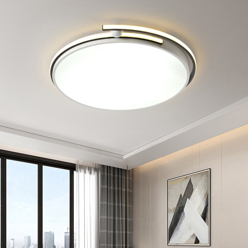 Minimalist Led Corridor Flush Mount Light Fixture - White Lamp With Circular Acrylic Shade