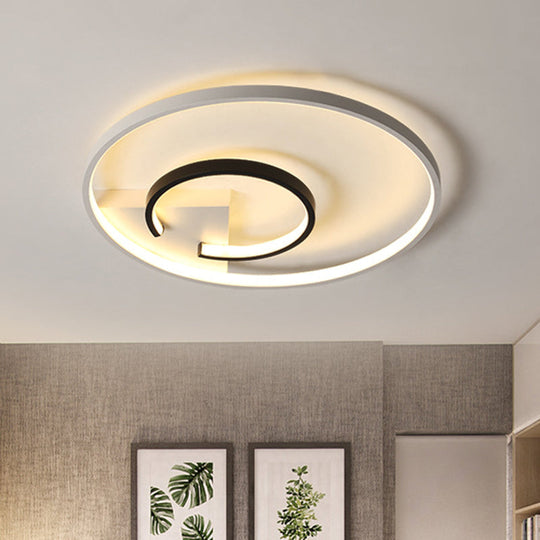 Acrylic 2-Hoop LED Flushmount Ceiling Light Fixture - 16"/19.5" - White/Black - Bedroom Lighting