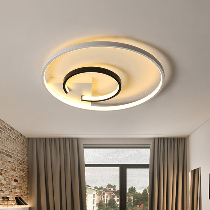 Acrylic 2-Hoop LED Flushmount Ceiling Light Fixture - 16"/19.5" - White/Black - Bedroom Lighting