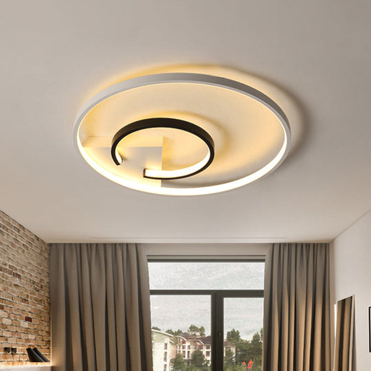 Acrylic 2-Hoop Led Flushmount Ceiling Light Fixture - 16/19.5 White/Black Bedroom Lighting