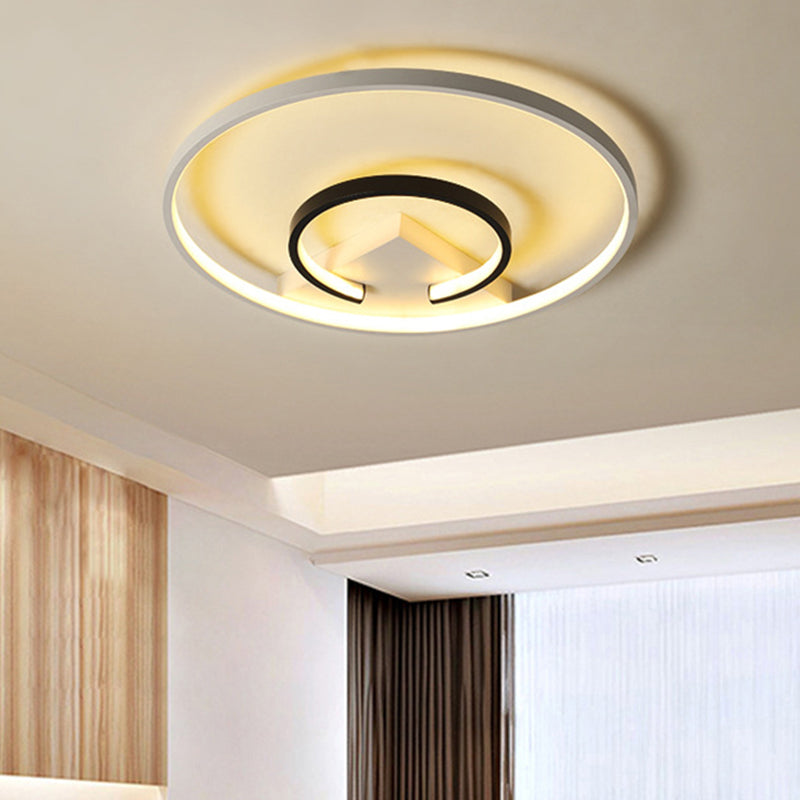 Acrylic 2-Hoop Led Flushmount Ceiling Light Fixture - 16/19.5 White/Black Bedroom Lighting