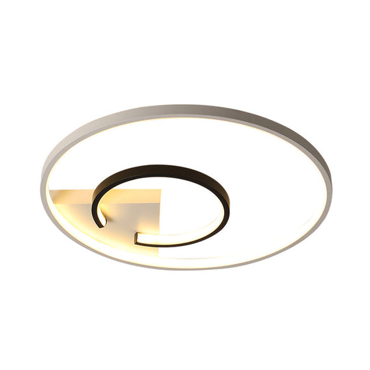 Acrylic 2-Hoop Led Flushmount Ceiling Light Fixture - 16/19.5 White/Black Bedroom Lighting