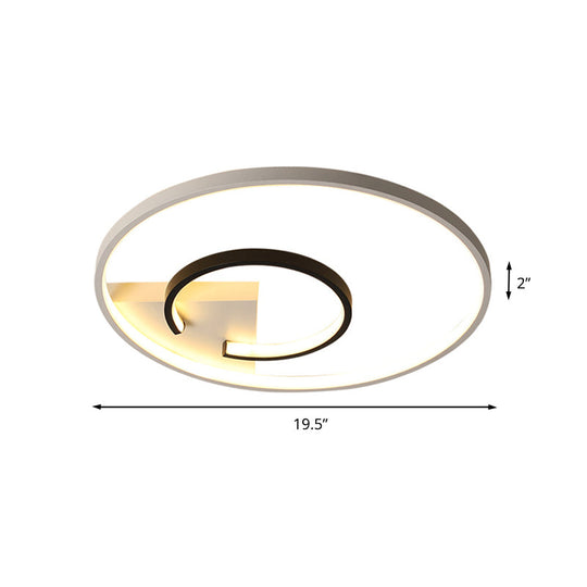 Acrylic 2-Hoop LED Flushmount Ceiling Light Fixture - 16"/19.5" - White/Black - Bedroom Lighting