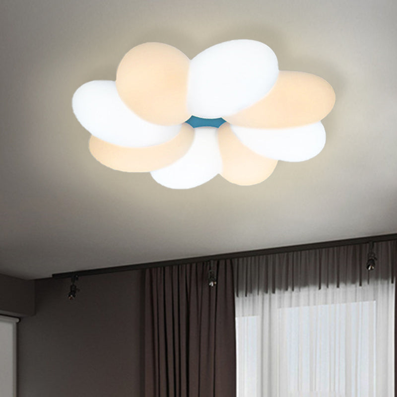 Modern Acrylic Flower Flush Ceiling Lamp For Child Bedroom - Led 18/22 Wide Warm/White Light