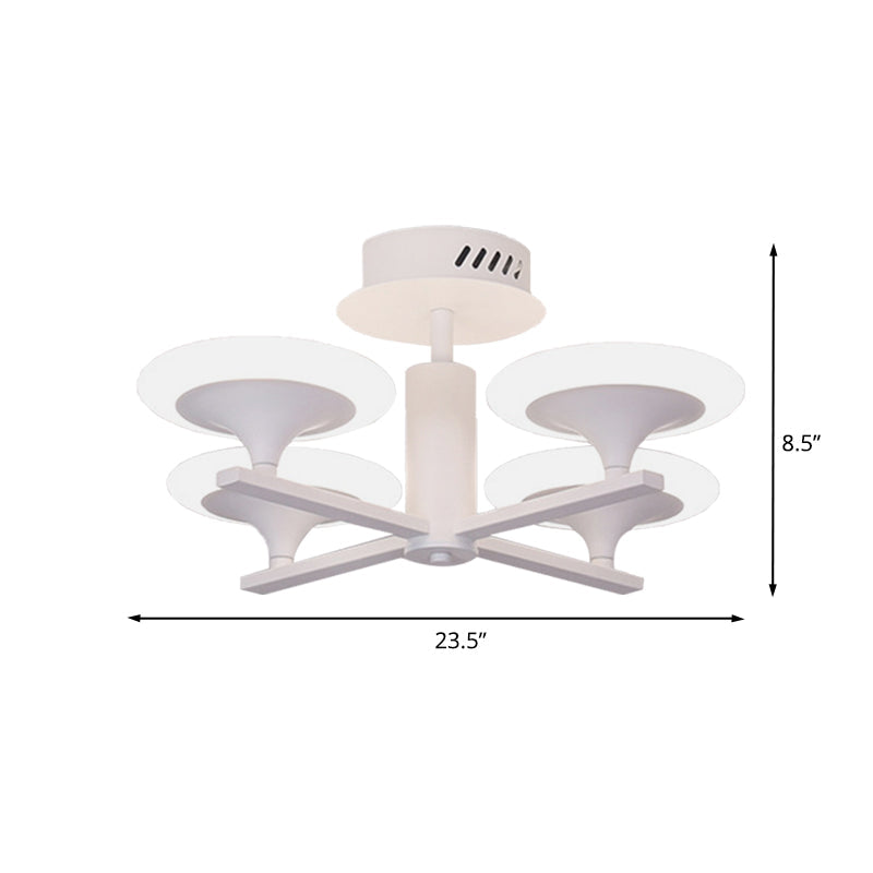 Contemporary LED Ceiling Lamp with Radial Design and Acrylic Shade in White/Warm Light