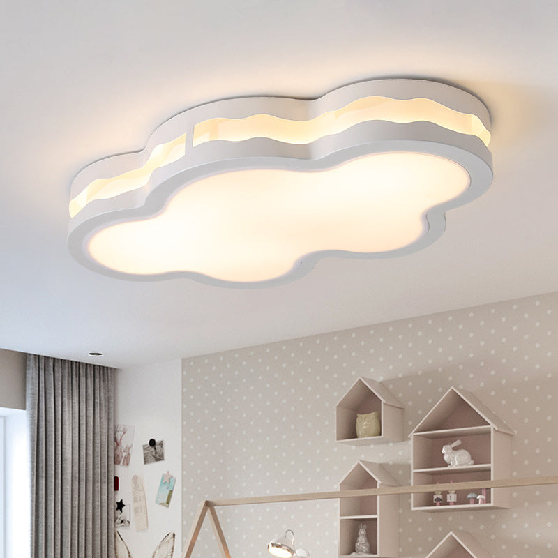 26"/22.5" Cloud Flush Mount LED Bedroom Ceiling Lamp in White with Acrylic Shade