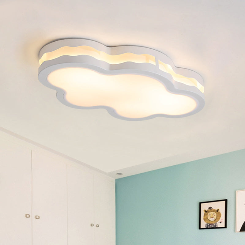 26"/22.5" Cloud Flush Mount LED Bedroom Ceiling Lamp in White with Acrylic Shade