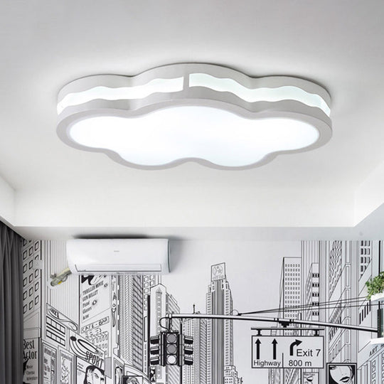 26"/22.5" Cloud Flush Mount LED Bedroom Ceiling Lamp in White with Acrylic Shade