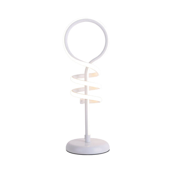 Contemporary Led Desk Lamp - White Lollipop Light With Spiral Design Warm/White Ideal For Reading