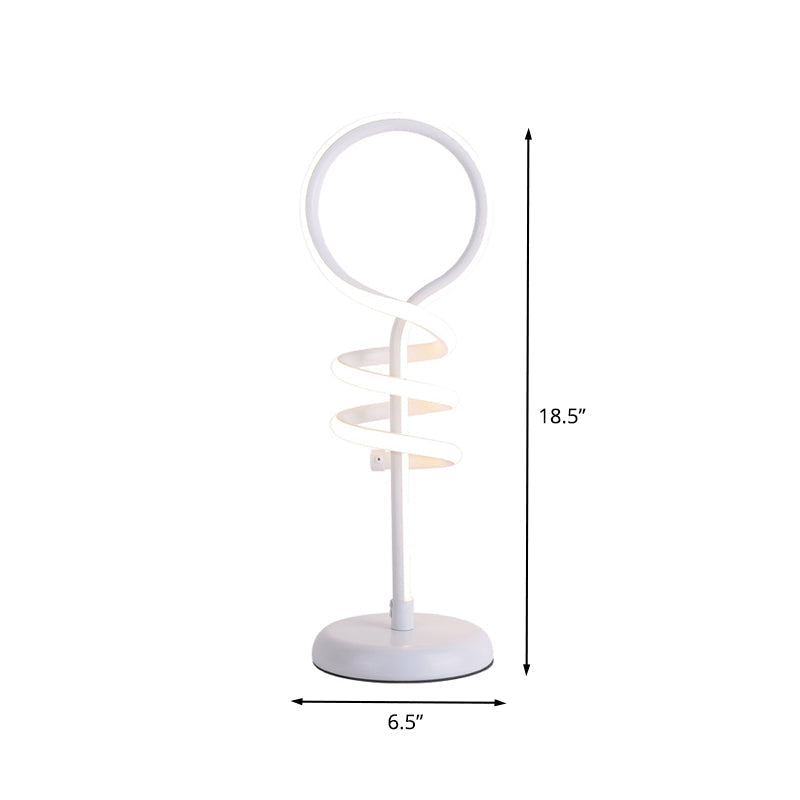 Contemporary Led Desk Lamp - White Lollipop Light With Spiral Design Warm/White Ideal For Reading