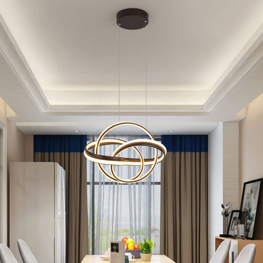 Modern Acrylic Twisted Led Ceiling Light Fixture In White/Coffee For Dining Room - Warm/White