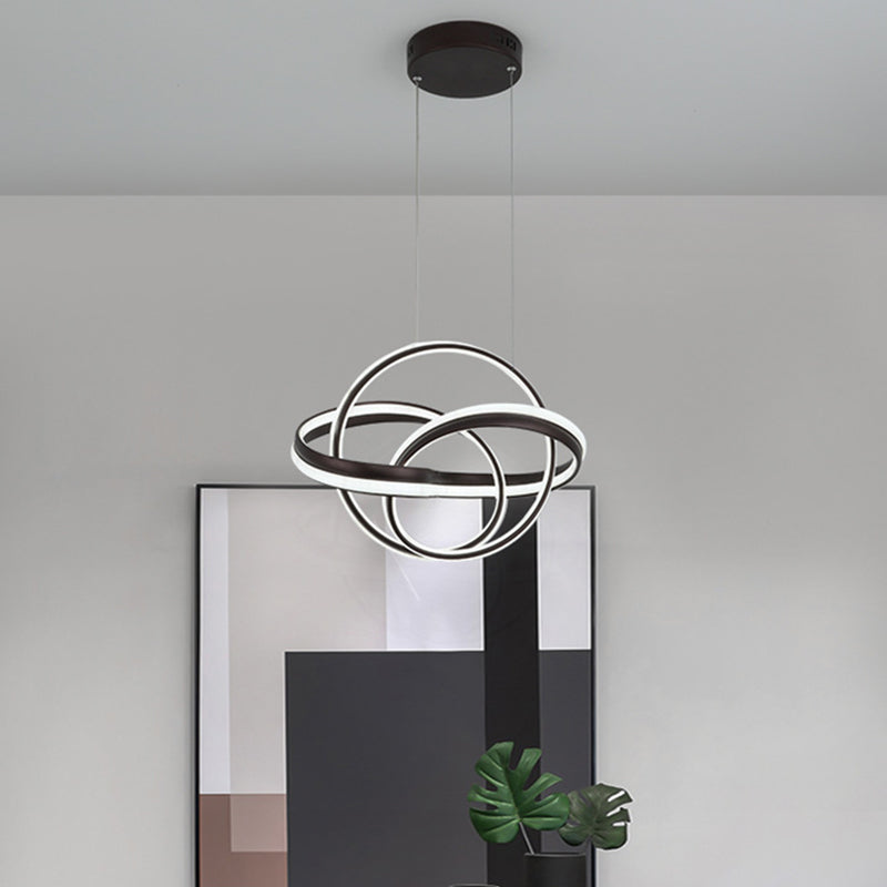 Modern Acrylic Twisted Led Ceiling Light Fixture In White/Coffee For Dining Room - Warm/White