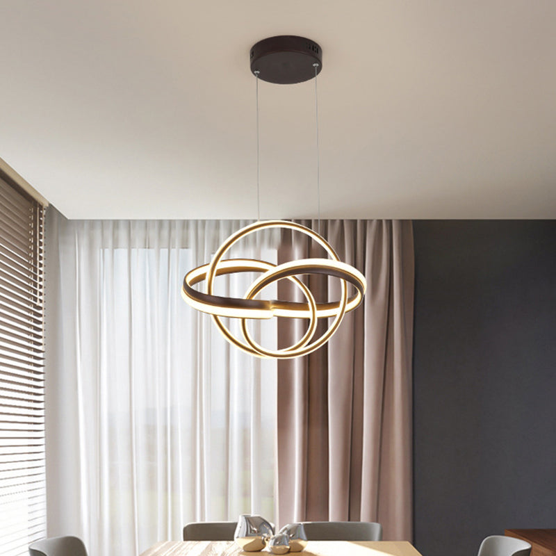 Modern Acrylic Twisted Led Ceiling Light Fixture In White/Coffee For Dining Room - Warm/White