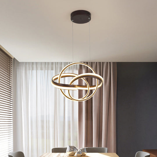 Modern Acrylic Twisted Led Ceiling Light Fixture In White/Coffee For Dining Room - Warm/White